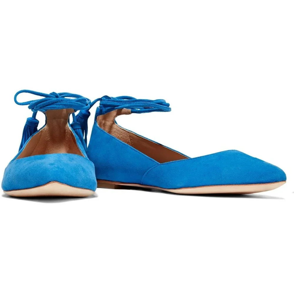 Loeffler Randall Penelope Suede Wrap Flats 8.5 - Picture 1 of 6